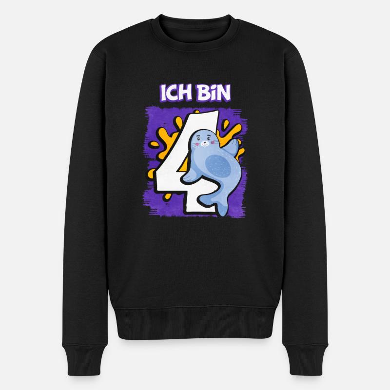 Ich Bin 4 Robbe - Männer Premium Bio Pullover - Schwarz