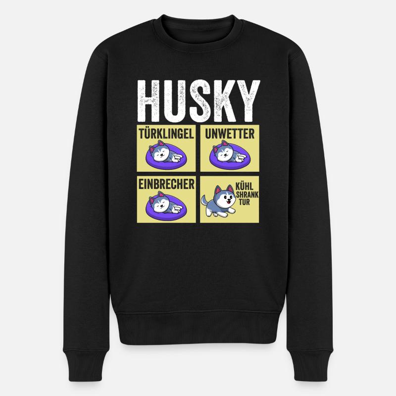 Hund Husky - Männer Premium Bio Pullover - Schwarz