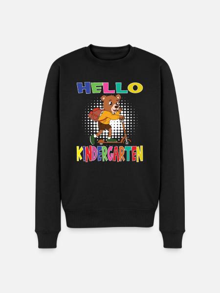 Hello Kindergarten Bear With Scooter - Men's Premium Organic Jumper - black