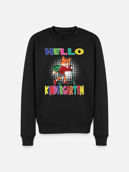 Hello Kindergarten Fox With Scooter - Men's Premium Organic Jumper - black