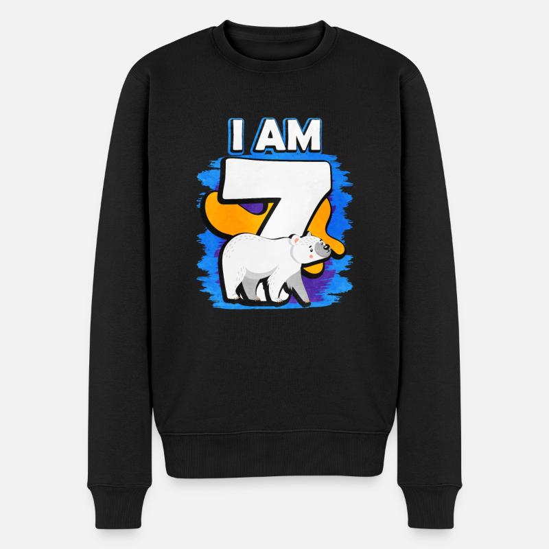 Ich Bin 7 Eisbär - Männer Premium Bio Pullover - Schwarz