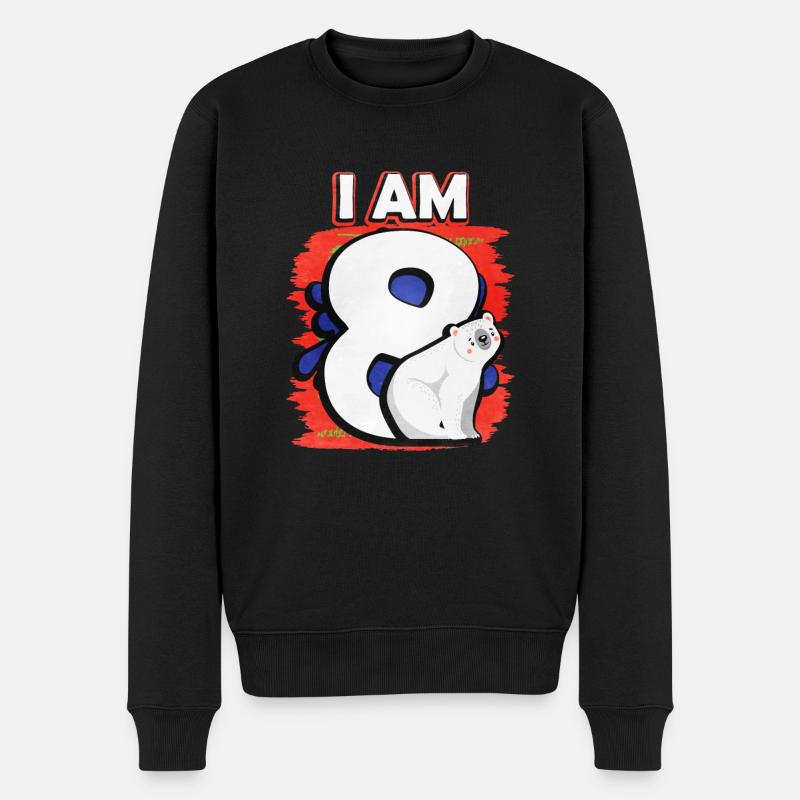 Ich Bin 8 Eisbär - Männer Premium Bio Pullover - Schwarz