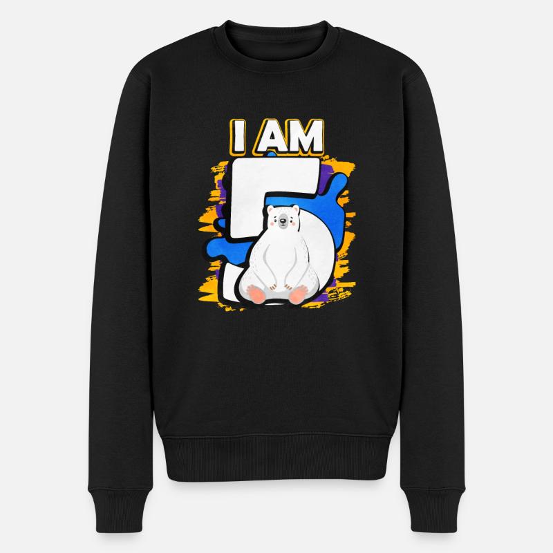 Ich Bin 5 Eisbär - Männer Premium Bio Pullover - Schwarz