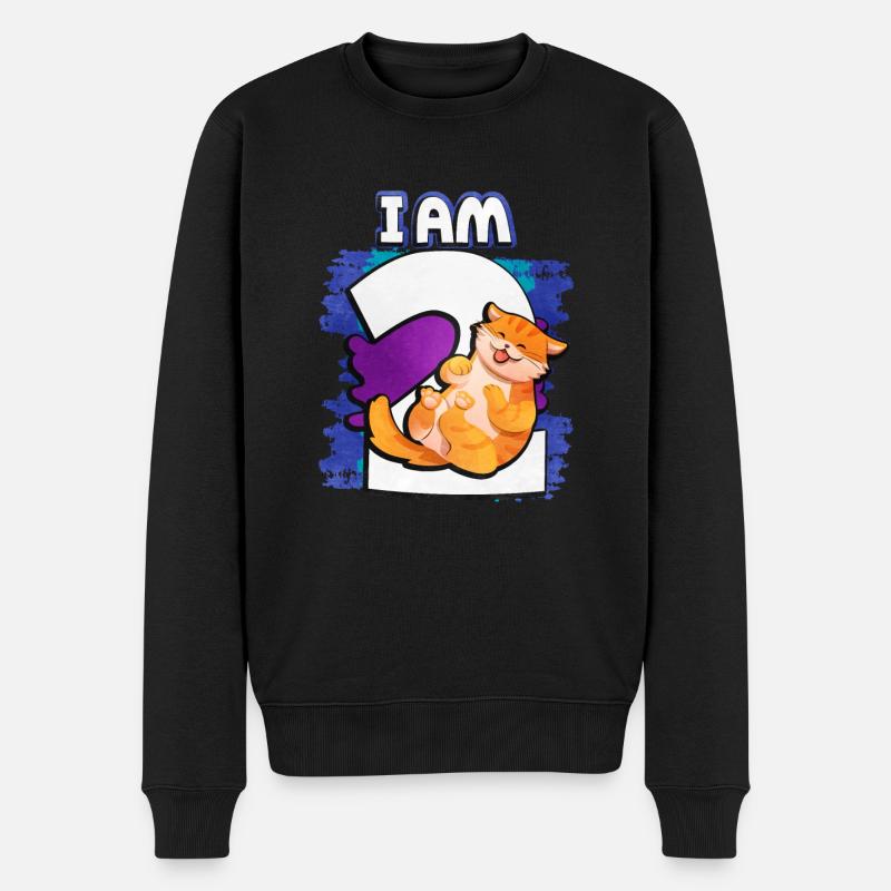 Ich Bin 2 Katze - Männer Premium Bio Pullover - Schwarz