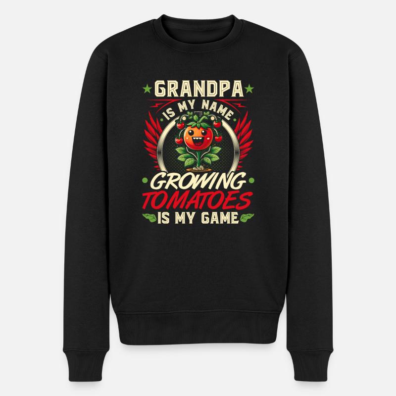 Grand-père Tomate Jardinage Citation, Drôle de tomate - Pull Premium bio Homme - noir