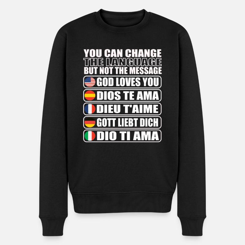 Dieu vous aime, chrétiens - Pull Premium bio Homme - noir