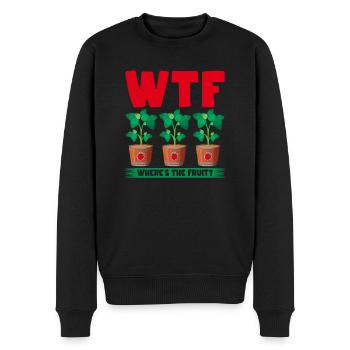 WTF Où est le fruit, drôle de plante de tomate - Pull Premium bio Homme - noir - Devant - Nico (187cm)