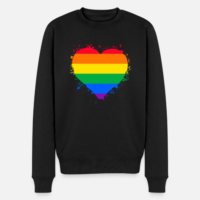 Pride LGBTQ Herz - Männer Premium Bio Pullover - Schwarz