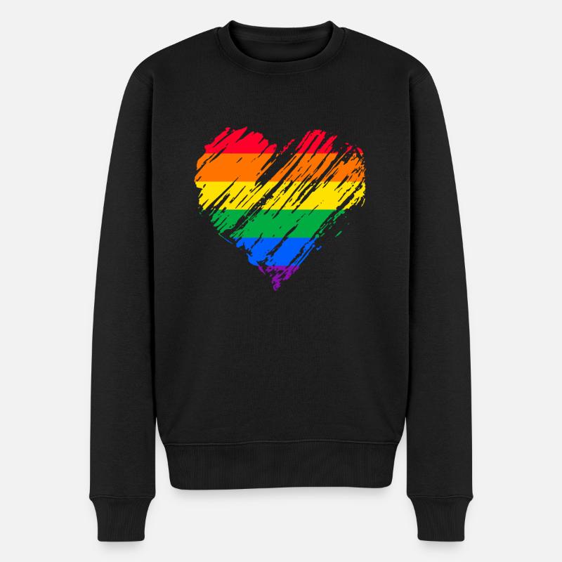 Fierté Cœur LGBTQ - Pull Premium bio Homme - noir