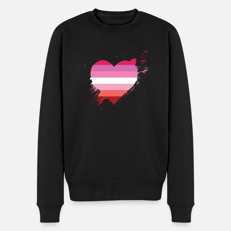 Fierté LGBTQ Cœur Lesbienne - Pull Premium bio Homme - noir