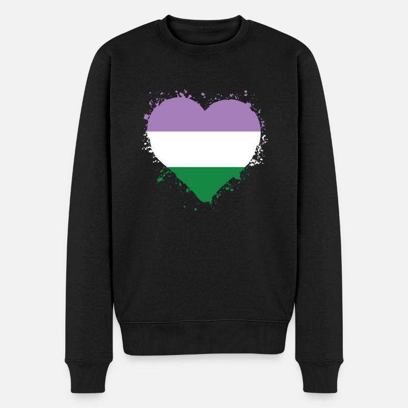 Pride Herz LGBTQ - Genderqueer - Männer Premium Bio Pullover - Schwarz