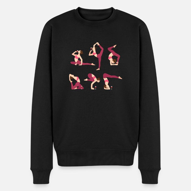 Wein Yoga - Männer Premium Bio Pullover - Schwarz