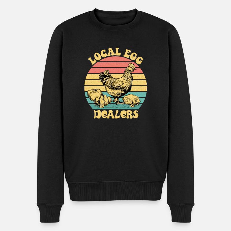 Local Egg Dealers Chicken - Männer Premium Bio Pullover - Schwarz