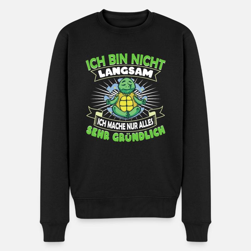 Schildkröte Ich bin nicht langsam - Männer Premium Bio Pullover - Schwarz