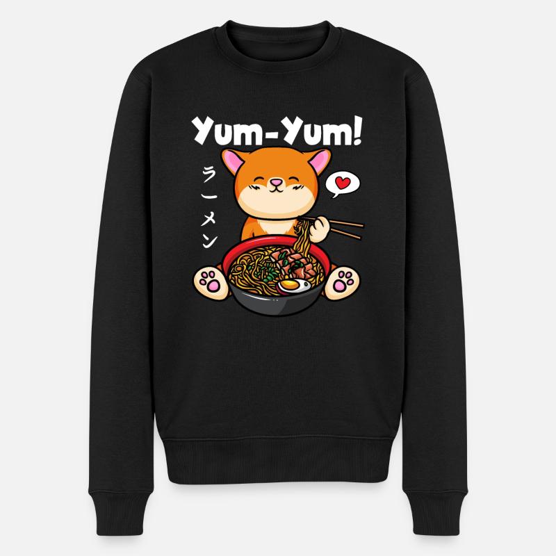 Yum Yum Japan Anime Ramen Nudel Katze - Männer Premium Bio Pullover - Schwarz