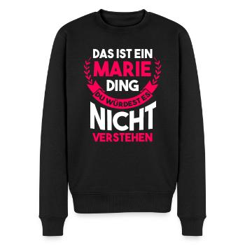 Marie - Männer Premium Bio Pullover - Schwarz - Vorne - Nico (187cm)