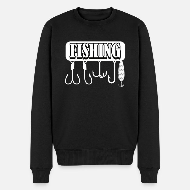 Lustiges Angler Fischer - Männer Premium Bio Pullover - Schwarz