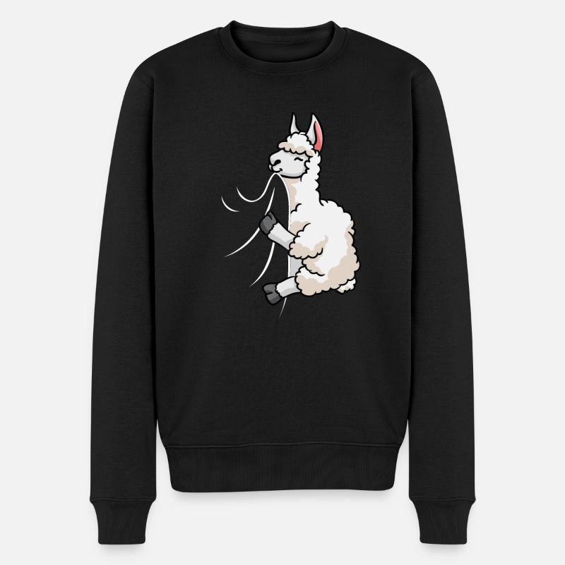 Biting Llama - Männer Premium Bio Pullover - Schwarz