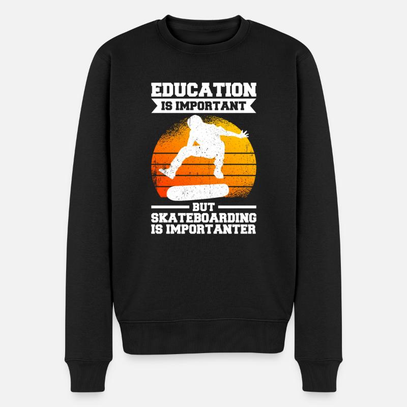 Skateboarding Is Importanter - Männer Premium Bio Pullover - Schwarz