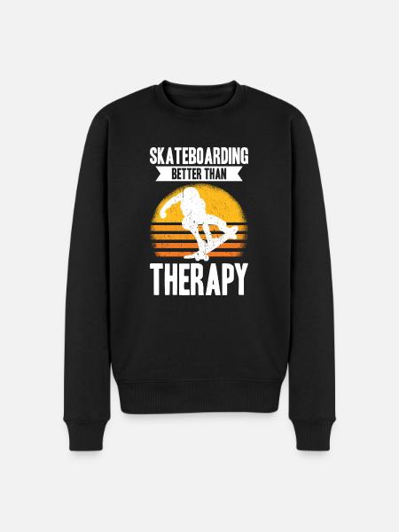 Skateboarding Better Than Therapy - Men's Premium Organic Jumper - black