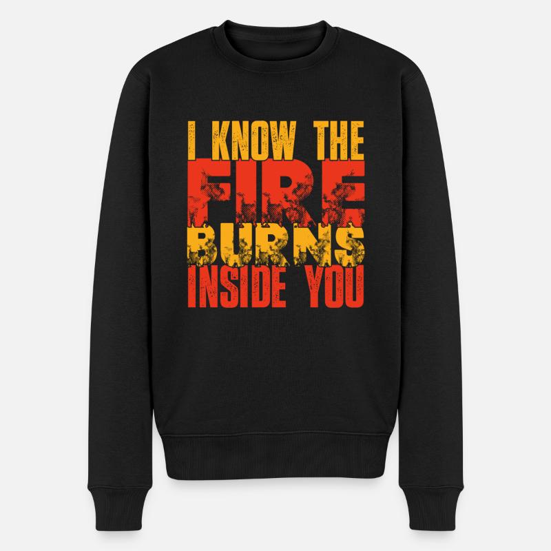 Fire burns inside you - Männer Premium Bio Pullover - Schwarz