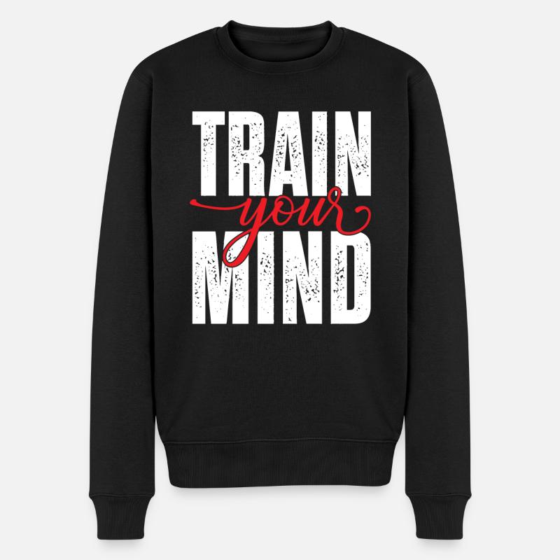 Train your mind - Männer Premium Bio Pullover - Schwarz