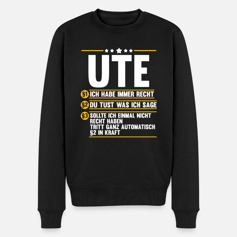 Ute - Männer Premium Bio Pullover - Schwarz