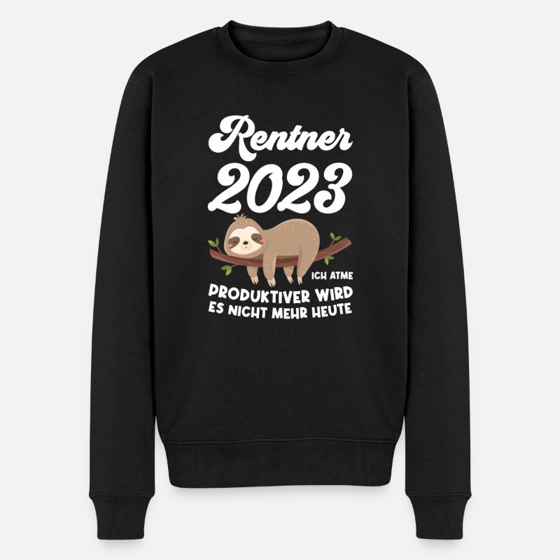 Rentner 2023 Faultier Ruhestand Geschenk - Männer Premium Bio Pullover - Schwarz