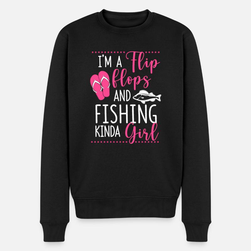 Ich bin ein Flip Flops und Angeln Kinda Girl Funny - Männer Premium Bio Pullover - Schwarz