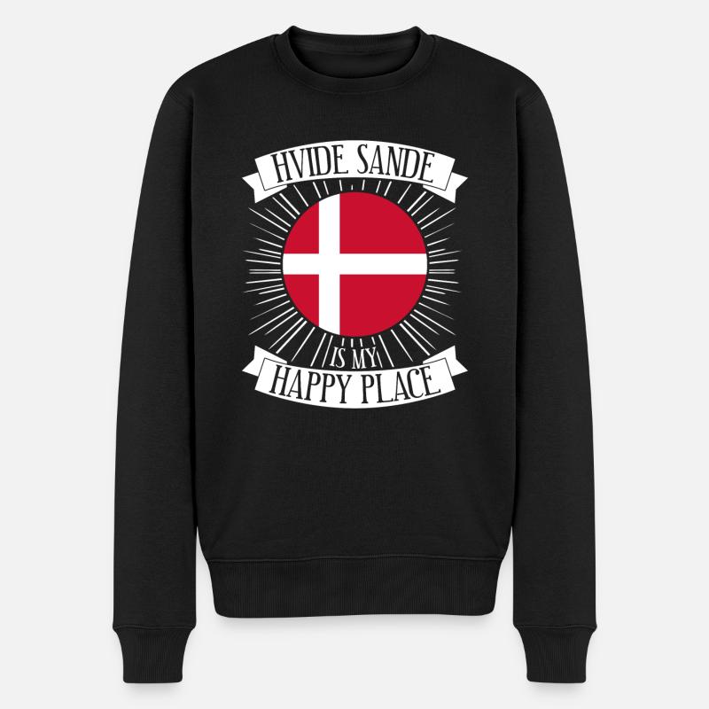 Hvide Sande Urlaub Dänemark - Männer Premium Bio Pullover - Schwarz
