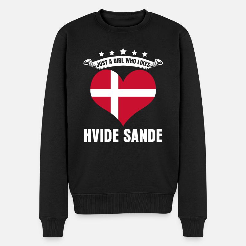 Hvide Sande Urlaub Flagge Herz Dänemark - Männer Premium Bio Pullover - Schwarz