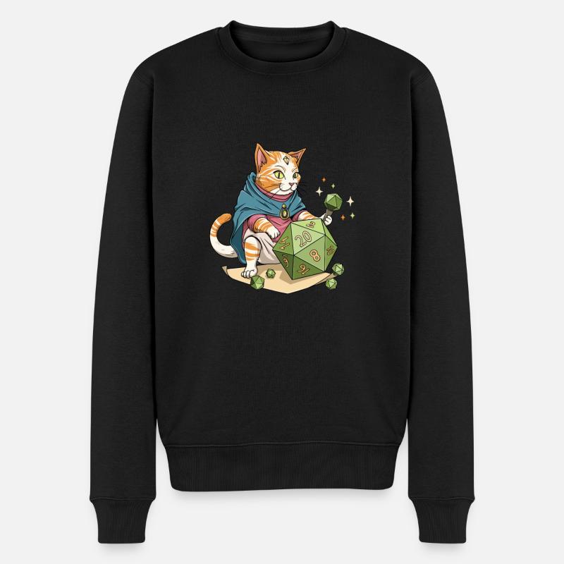 RPG Meow Cat D20 Würfel Design für einen RPG GAMER - Männer Premium Bio Pullover - Schwarz