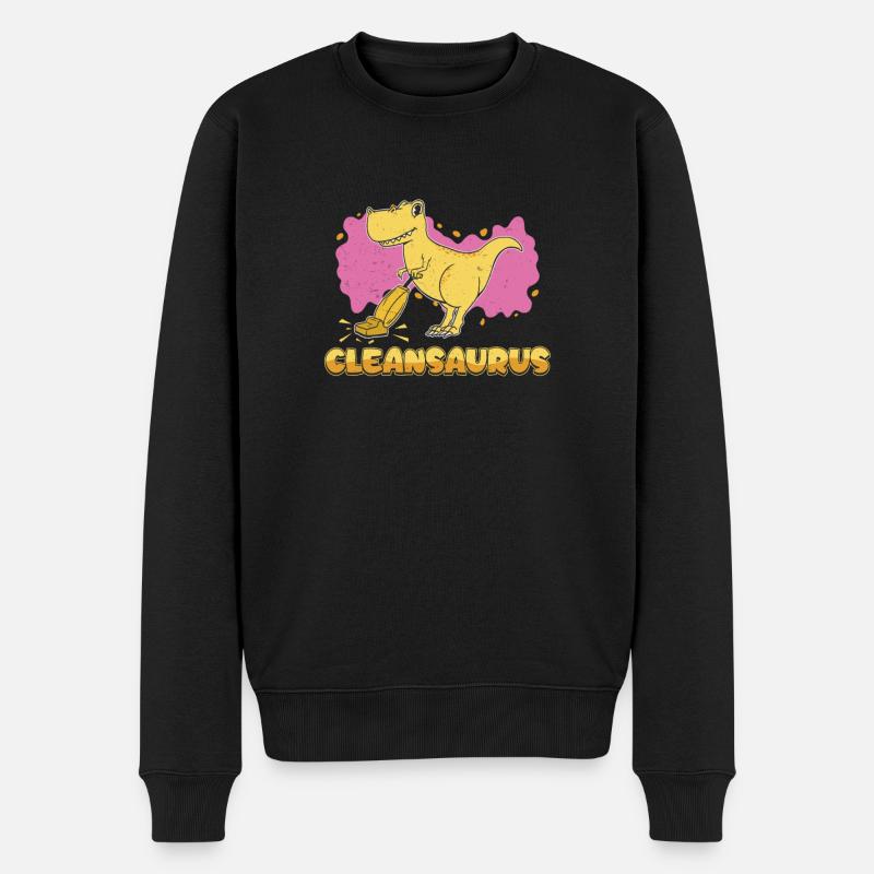 Lustiger Cleansaurus-Staubsauger im - Männer Premium Bio Pullover - Schwarz