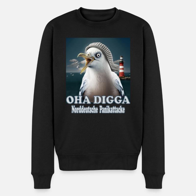 OHA Norddeutsche Panikattacke Friesisch Nordsee - Männer Premium Bio Pullover - Schwarz