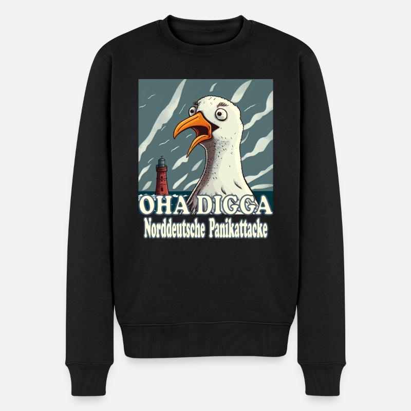 OHA Norddeutsche Panikattacke Friesisch Nordsee - Männer Premium Bio Pullover - Schwarz