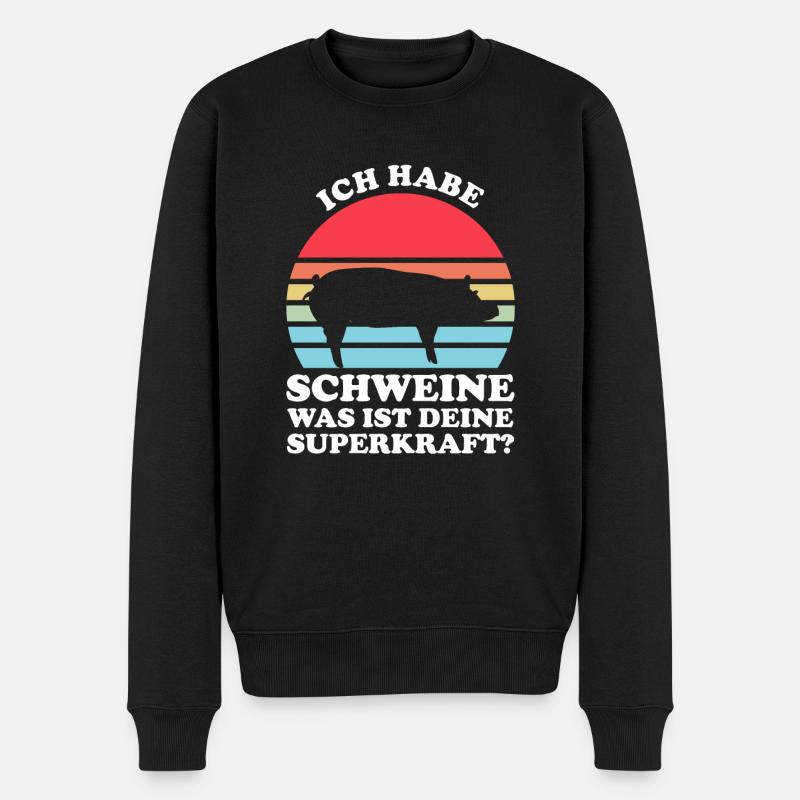 Schwein Bauer Schweinebauer Geschenk - Männer Premium Bio Pullover - Schwarz
