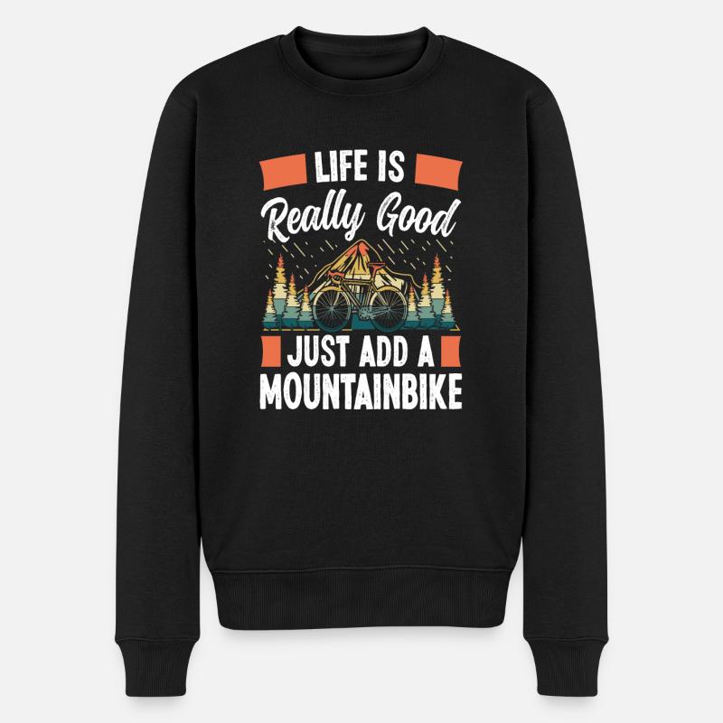 Life is really good Mountainbike - Männer Premium Bio Pullover - Schwarz