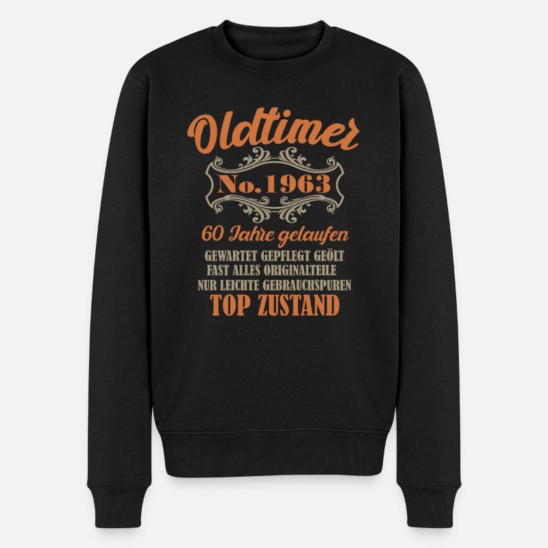 60 Geburtstag Oldtimer 1963 - Männer Premium Bio Pullover - Schwarz