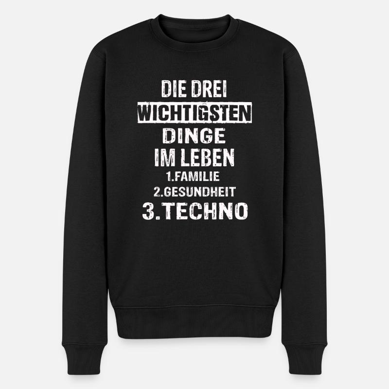 Techno - Männer Premium Bio Pullover - Schwarz