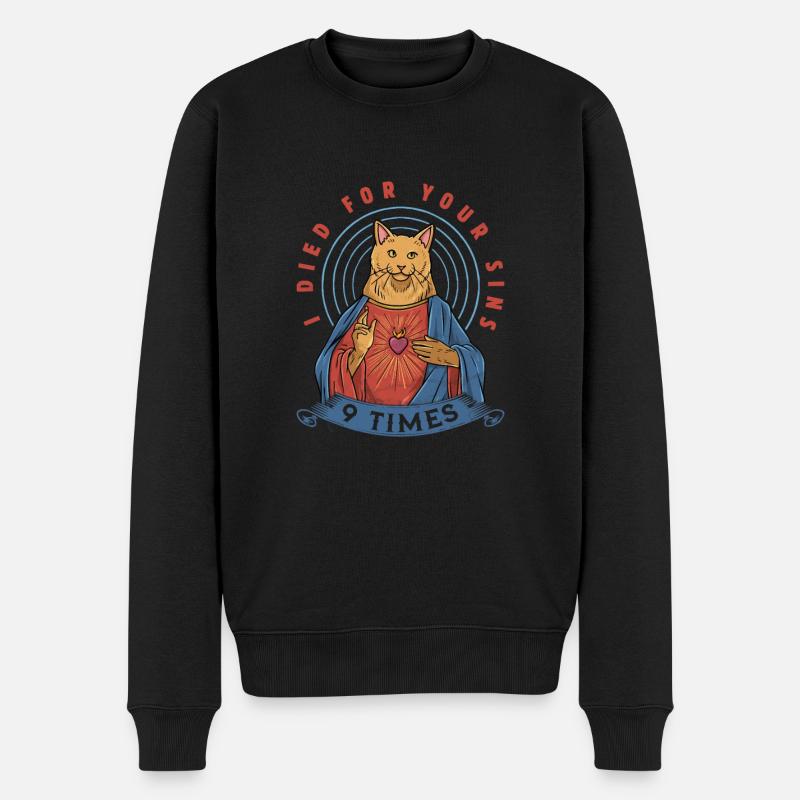 Katze Als Jesus Humor Für Einen Christlichen - Männer Premium Bio Pullover - Schwarz