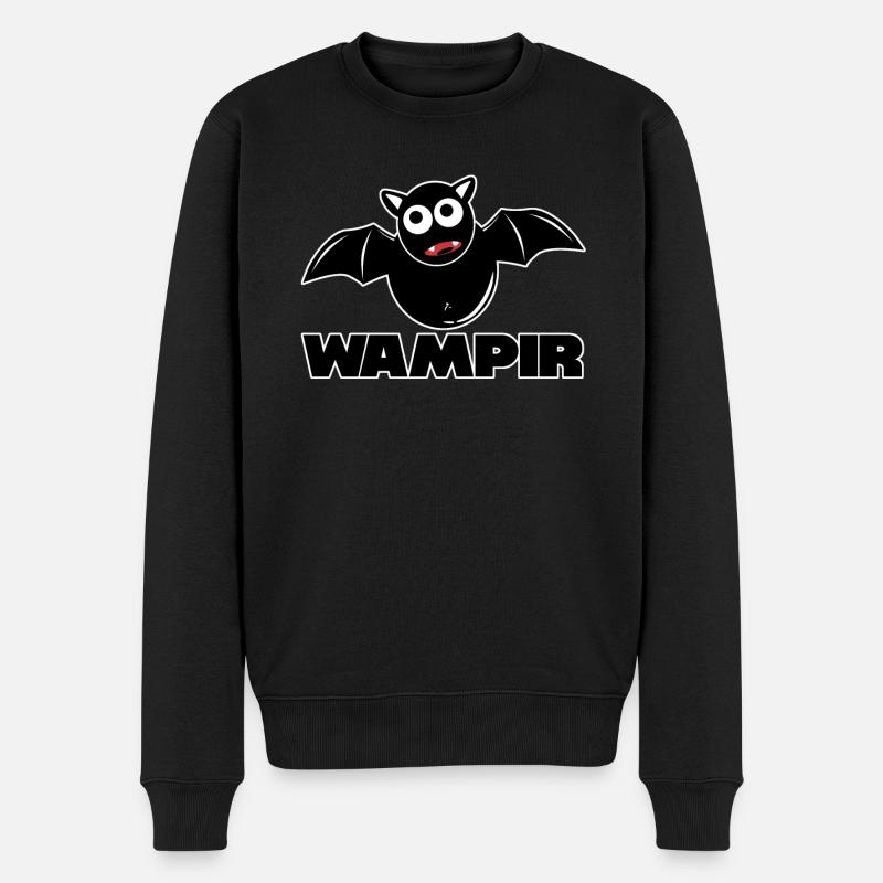 Wampir dicke Vampir Fledermaus - Männer Premium Bio Pullover - Schwarz