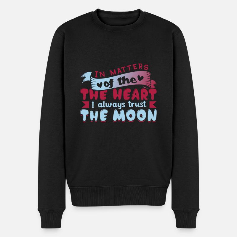 Romantische Mond-Soulmate-Designs für einen - Männer Premium Bio Pullover - Schwarz