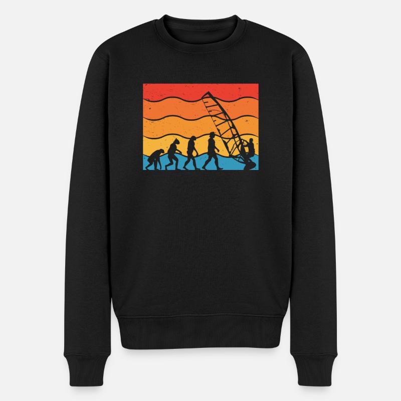 Evolution Des Windsurfers - Männer Premium Bio Pullover - Schwarz
