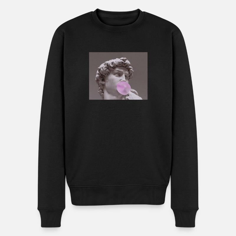 Michelangelo-David-Statue mit Kaugummi für einen - Männer Premium Bio Pullover - Schwarz