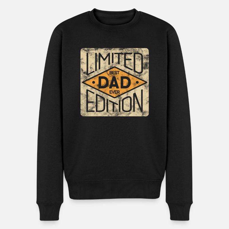 Bester Papa Best Dad Ever Limited Edition Vater - Männer Premium Bio Pullover - Schwarz