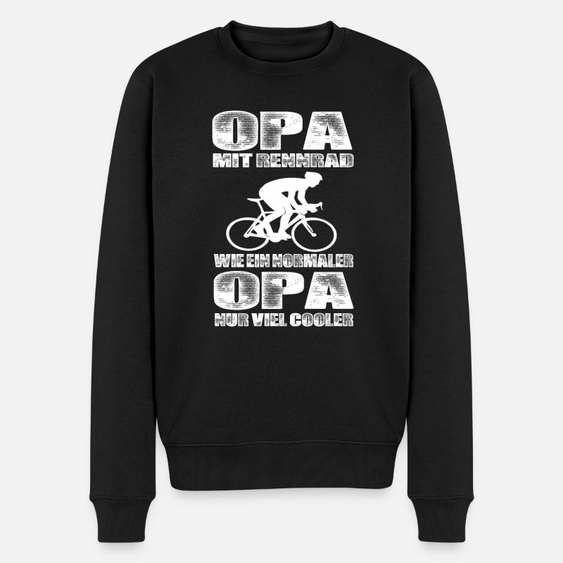 Opa Mit Rennrad Wie Ein Normaler Opa Nur Cooler - Männer Premium Bio Pullover - Schwarz