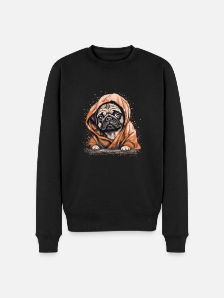 Cute Pug Little Dog - Men's Premium Organic Jumper - black