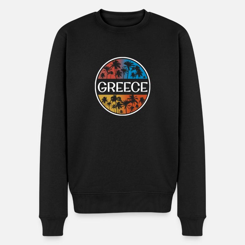 Griechenland Stilvolle Urlaub Souvenir Palme - Männer Premium Bio Pullover - Schwarz
