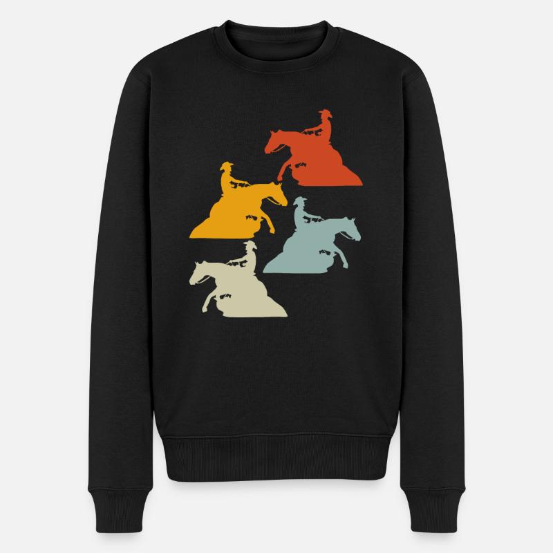Reining Reiten Retro Westernreiten - Männer Premium Bio Pullover - Schwarz