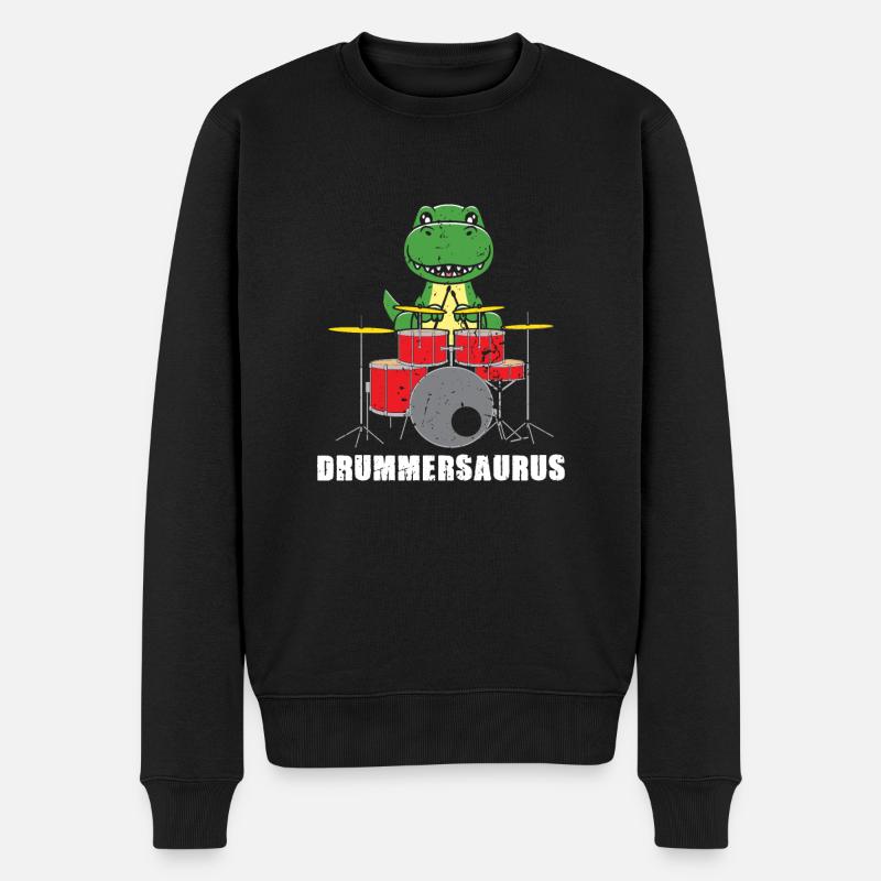 Drummersaurus Schlagzeug Drummer Geschenk Musiker - Männer Premium Bio Pullover - Schwarz
